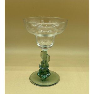 Siesta Margarita Jade Stemmed Glass Mexican Sombrero Cactus 7" Tall